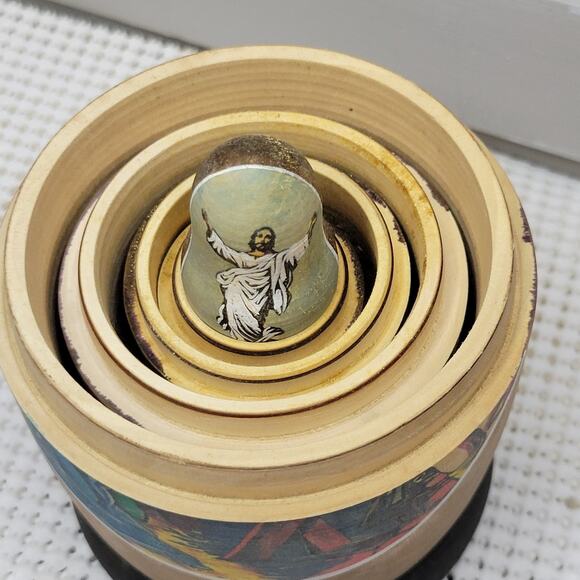 Matryoshka Nesting Dolls 5 Set Life of Jesus Christ Nativity Russian 7" SIGNED - Picture 12 of 13